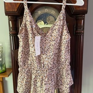 Floral Tank top with buttons and a sinch